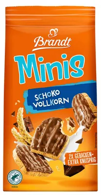 Obrázek produktu pro Brandt Zwieback Minis celozrnné křupavé s mléčnou čokoládou 95 g