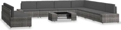 Obrázok produktu pre vidaXL 10-dielna záhradná súprava Poly Rattan Grey