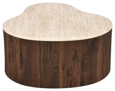 Produktbild von home24 Couchtisch - Travertin Nachbildung / Eiche Dunkel Nachbildung - 83 cm