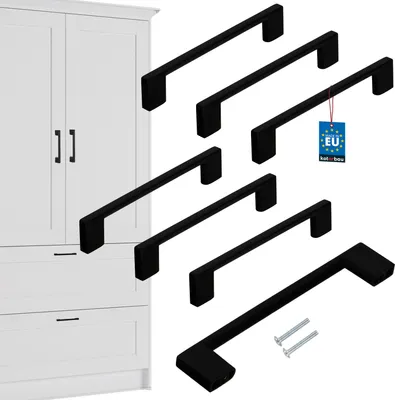 Produktbild von KOTARBAU® 6er Set Möbelgriffe Schwarz 148 mm Griffe Möbel ZnAl Schrankgriffe Griffe Küchenschränke Küchengriffe Schubladengriffe Möbelgriffe Küchenschrankgriffe Schranktürgriffe Möbel Stangengriff