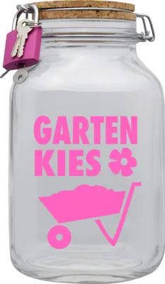 Produktbild von Spardose Geld Geschenk Ideen Garten Kies Pink Transparent Größe XXL 3 Liter