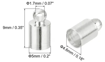 Produktbild von 50 Stš¹ck Lederkordel Endkappen, 5 mm OD S?ulenfassungen fš¹r DIY Herstellung Lederarmb?ndern Quasten, Silberton
