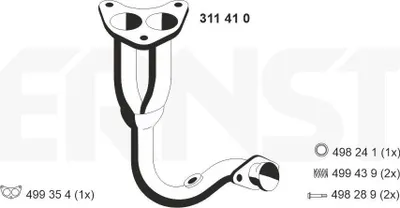 Produktbild von ERNST Abgasrohr Auspuffrohr für FORD FIESTA III (GFJ) Vorne 311410