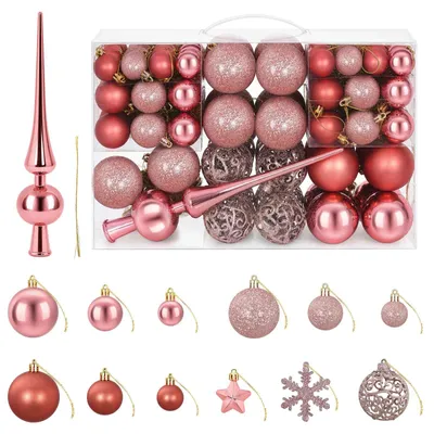 Produktbild von vidaXL Weihnachtskugelset 111 stk. Rosérosa 6 cm Polystyrol