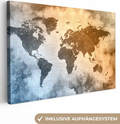 Obrázek produktu pro OneMillionCanvasses® - Plátno - Mapa světa - Abstraktní - Barvy, nástěnné umění, dekorace do obývacího pokoje, 120x80cm