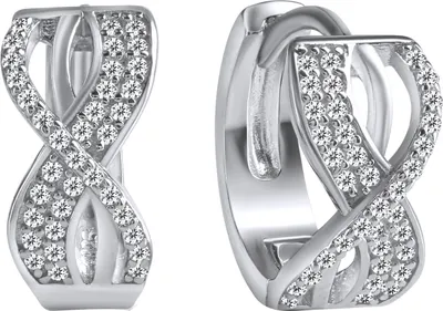 Produktbild von V Klappcreolen 925/- Sterling Silber 1,7cm weiß Zirkonia weiß 025210109