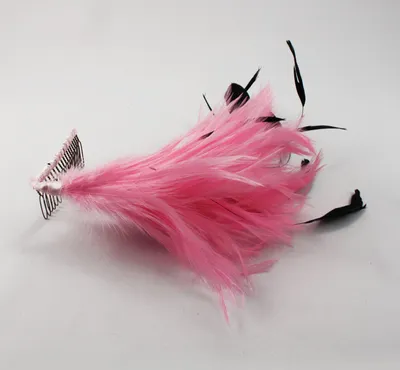 Produktbild von Haarkamm mit Feder 02 - rosa-schwarz