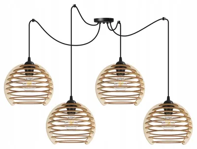 Obrázek produktu pro Závěsná lampa, stropní svítidlo, dřevo, LED stínidlo