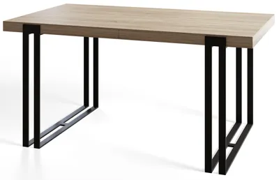 Produktbild von Rechteckiger Esstisch Rosa, Moderner Wohnzimmertisch 140x80x77 cm, Sonoma mit Metallbeinen in Schwarz