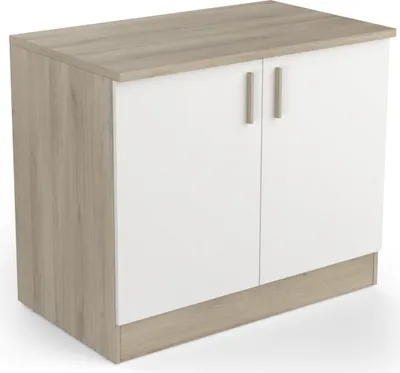 Produktbild von Unterschrank >Origan< in Kronberg Eiche/ matt weiss - 100x85x60 (BxHxT)