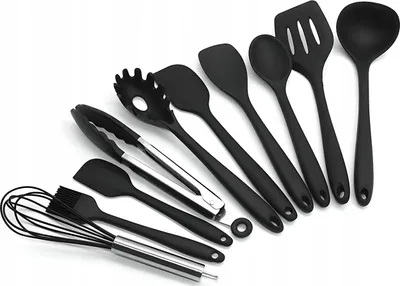 Produktbild von Küchenutensilien Set 10 teilig Silikon hitzebeständig schonend für Pfannen modernes Design