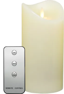 Produktbild von LED-Echtwachskerze, 19cm, Elfenbeinfarben, mit FB, Kerzenlichtsimulation