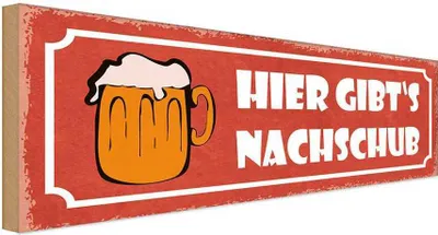 Produktbild von vianmo Holzschild 10x27 cm Bier hier gibt`s Nachschub