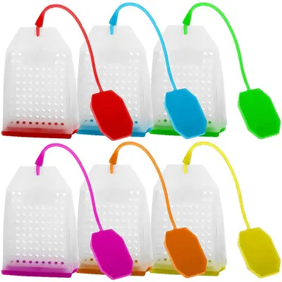 6 Silikon-Teefilter, wiederverwendbar, bunt, für losen Tee