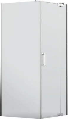 Produktbild von Jungborn Duschtür mit Seitenwand SETTE Drehtür mit Festteil rechts und Seitenwand links 75 x 75 Profilfarbe chrom Klargl