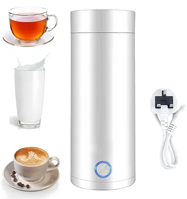 Produktbild von Reise Wasserkocher, 3-in-1 Tragbarer Wasserkocher Thermobecher, Automatischer Abschaltung, 400ml Mini-Wasserkocher für Milch Kaffee Teezubereitung