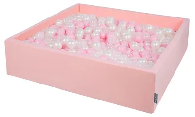 Produktbild von KiddyMoon Bällebad Kinder Quadrat 120x30cm mit 600 Bunte Bälle ∅7cm - Bällebad groß Bällepool - Plastikbälle für Bällebad Baby Zimmer - Rosa