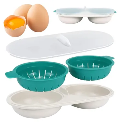 Mikrowellen-Eierkocher für 2 Eier, grün, spülmaschinengeeignet