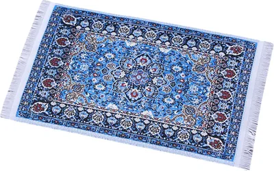 Produktbild von Miniaturteppich tragbares dekorative Stoffpuppen Haus Schlafzimmer Wohnzimmer Teppich Dekor täglich Gebrauch-Blau
