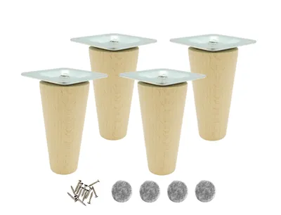 Obrázek produktu pro 4 ks Dřevěné bukové nohy 9 cm – surové, točené, s montáží – DIY nábytek, komody, šuplíky