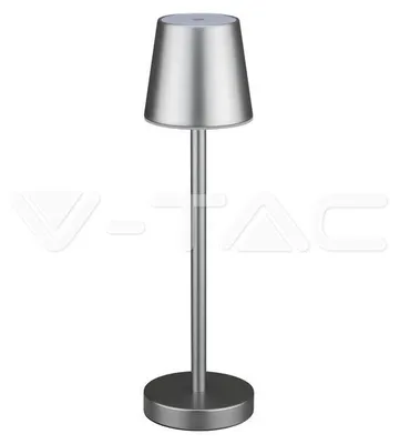 Immagine prodotto di V-TAC Lampada LED da Tavolo 3W ricaricabile a batteria colore grigio USB C Touch Dimmerabile 4000K luce tavolo ristorante da interno IP20 - 10188