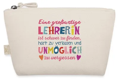 Produktbild von Spreadshirt Großartige Lehrerin Abschiedsgeschenk Täschchen, One size, Natur