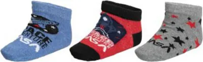 Produktbild von Nasa 3er Pack Kinder Socken – Socken, Strümpfe, Söckchen im Set 31/34 Rot/Blau