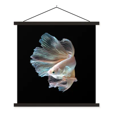 Produktbild von MuchoWow® Textilposter Fisch - Schwanz - Schwarz 120x120 cm mit schwarzem Rahmen - Aufhängungsset