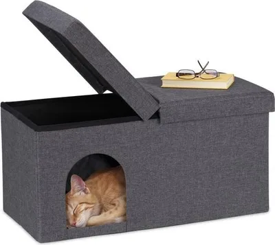 Immagine prodotto di Grotta per gatti grigia con coperchio