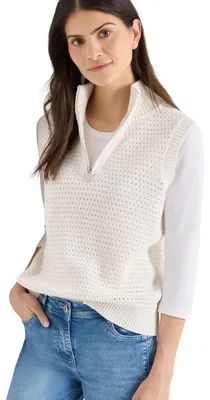 Immagine prodotto di Gilet Cecil con effetto crochet, zip, colore sabbia chiaro, taglia L