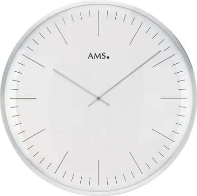 Produktbild von AMS 9540 Wanduhr Quarz analog weiß silbern rund