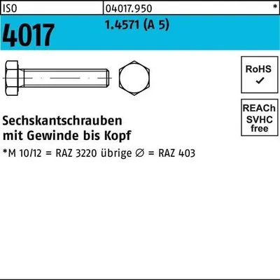 Produktbild von Sechskantschraube ISO 4017 VG M 12 x 35 A 5