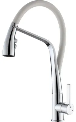 Image de Angel mitigeur évier à douchette mobile chromée avec flexible blanc Essebagno