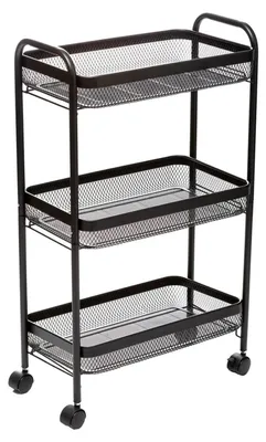 Produktbild von Kuchenwagen - schwarz - Metallgitter - 80 x 47 x 27 cm - 3 Ebenen - Serie Maya - Badezimmer