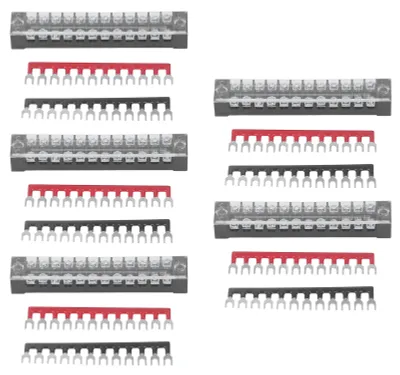 Produktbild von 5er-Pack 12-poliger Stromklemmenblock-Steckverbinder mit Überbrückungsstreifen-Set, 15 A, 600 V