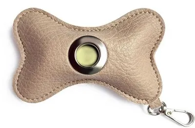 Image de Porte-sacs à déjections pour chien, en cuir, avec fermeture à clip et mousqueton, léger et adapté aux laisses