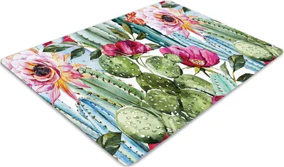 Produktbild von Stuhlunterlage Bürostuhlunterlage 120 cm x 90 cm Bodenmatte Bürostuhlunterlage - Kaktusblumen