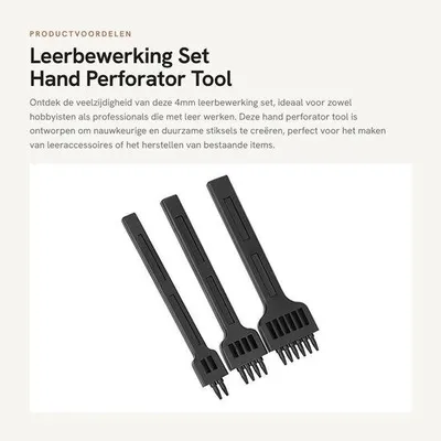 Productafbeelding van Dailygoods- Perforator 4mm Leerbewerking - Staal Beitel - Hand Tool - Slijtvast/Slagvast - Comfortabel Handvat - Nette Gaten maken - Leerpunt