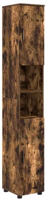 Image de Armoire de salle de bain vidaXL, bois fumé, 30 x 35 x 192 cm