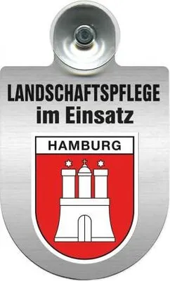 Produktbild von Einsatzschild mit Saugnapf - Landschaftspflege im Einsatz - incl. Regionenwappen 393823 Color - Region Hamburg