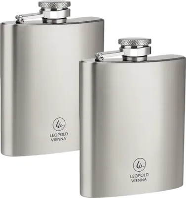 Obrázok produktu pre Leopold Vienna - vrecková fľaša - sada 2 ks - 220 ml - nerezová oceľ - kompaktná a odolná - 13,5 x 9 x 2,4 cm