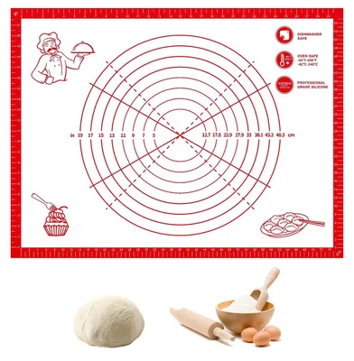 Image de Grand tapis de cuisson en silicone, 80 x 60 cm, antidérapant, revêtement antiadhésif, avec échelle graduée, réutilisable pour la pâte à sucre, les pâtisseries et les pizzas, sans BPA