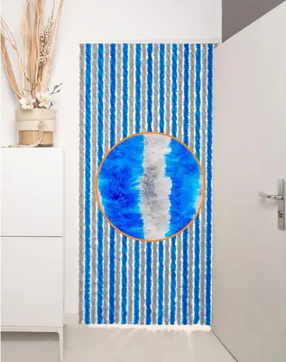 Image de Rideau anti-insectes Rideau de porte fil Flausch 100x200cm Protection contre les mouches bleu/gris