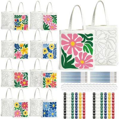 16er Set Blumen-Mal-Tragetaschen-Kits für Erwachsene
