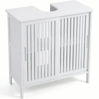 Image de Meuble sous-lavabo en bambou, pour salle de bain, 1 pièce