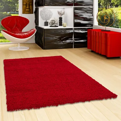 Produktbild von Hochflor Langflor Shaggy Teppich Aloha Rot, Größe:60x110 cm