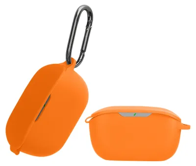 Produktbild von kwmobile Schutzhülle für JBL WAVE BUDS Hülle - TPU Silikon Case für Kopfhörer Ladecase - stoßfestes Cover mit Karabiner - Orange