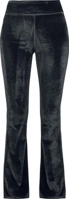 Productafbeelding van Dames leggings Urban Classics, hoge taille, fluweel, wijde pijpen, zwart - maat XS
