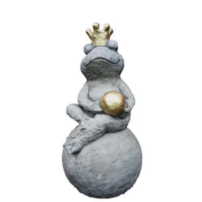 Produktbild von Froschkönig mit Krone für den Gartenteich aus Steinguss Neu Frostfest Witterungsbeständig Steinfigur Tierfigur Gartenfigur DE-512G