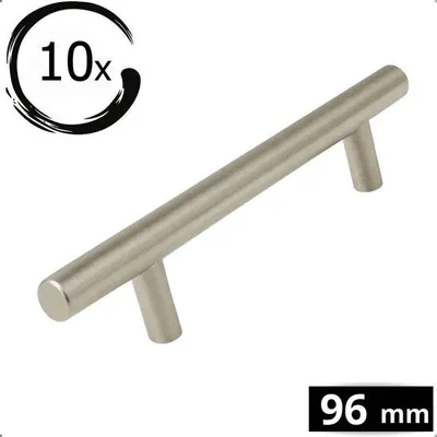 Productafbeelding van By MJM Denver T-greep handgrepen RVS – 96mm boormaat – set van 10